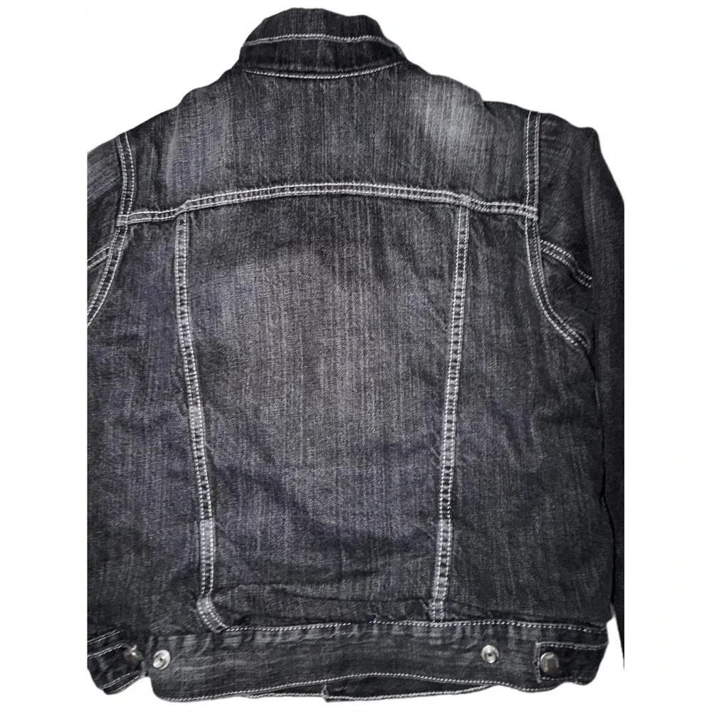 Levi Strauss Co Juniors Denim Trucker Jacket Faded Black White Stitch L 57531